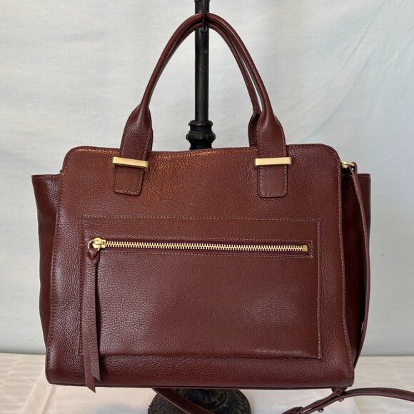 GiGi New York Handbags - GiGI New York brown leather satchel purse with crossbody strap